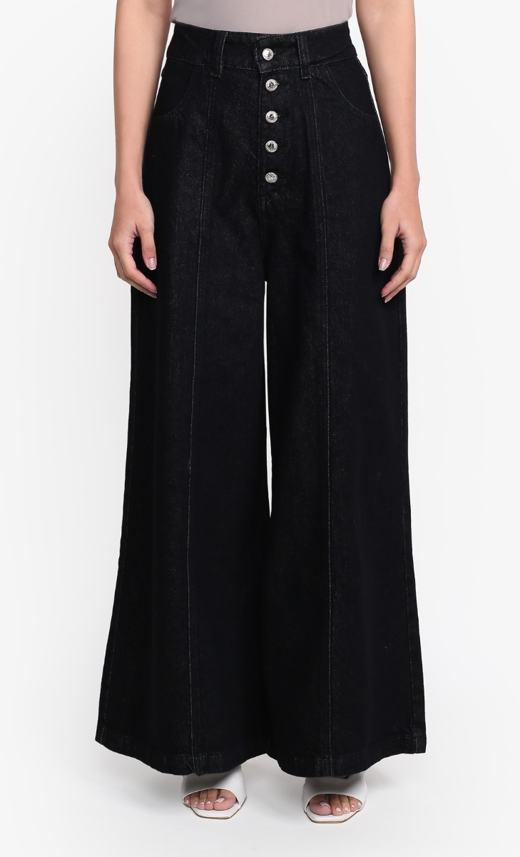 dUCk Basic Wide Leg Jeans in Black image 2