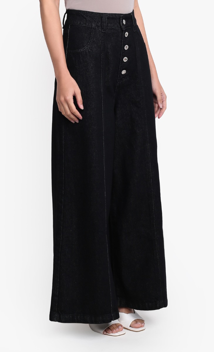 dUCk Basic Wide Leg Jeans in Black