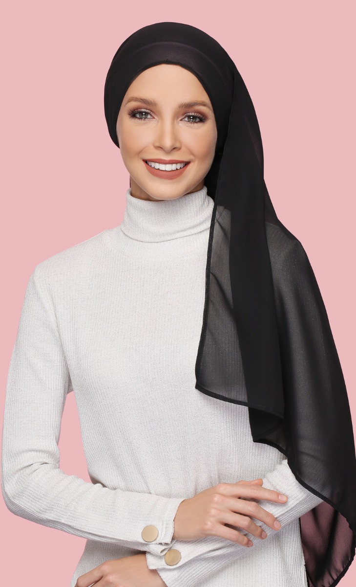 Geneva Georgette Chiffon Hijab in Black