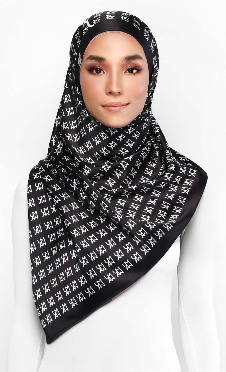UMMA Monogram Square Scarf in Black