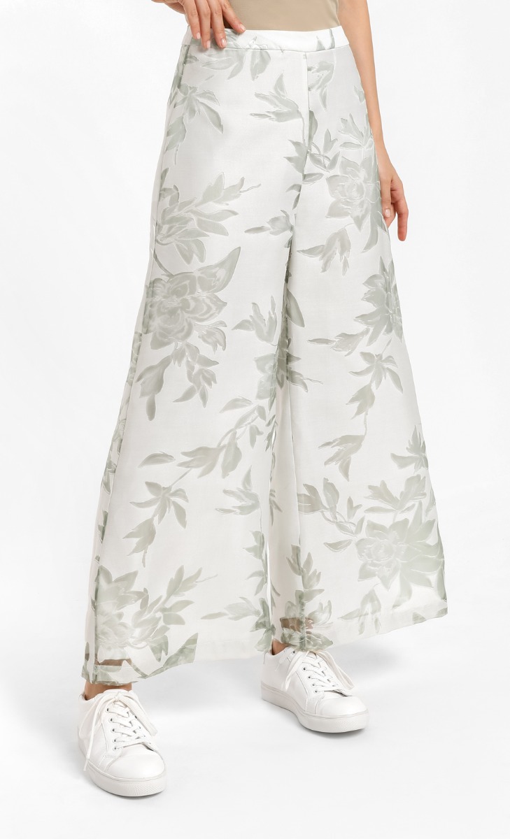 Bloom Wide Leg Pants In Green image 2