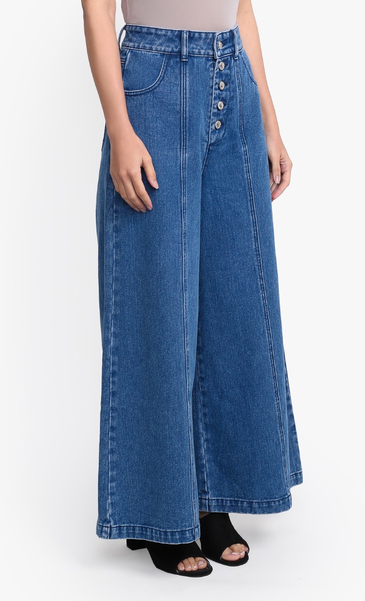 dUCk Basic Wide Leg Jeans in Denim Blue image 2