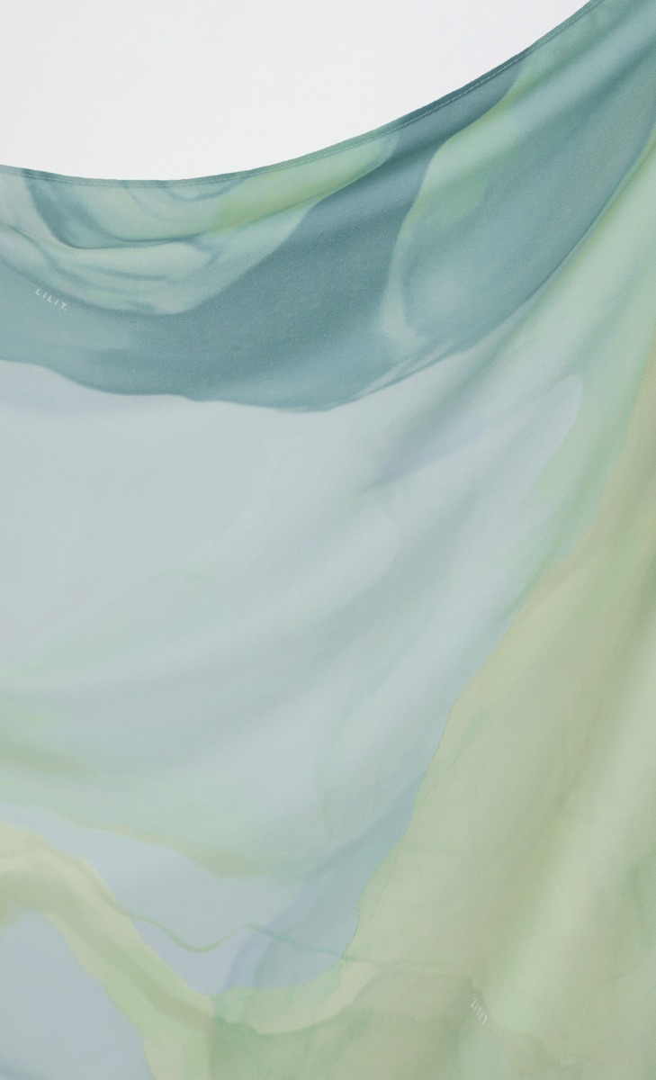 Printed Chiffon Hijab in Blue image 2