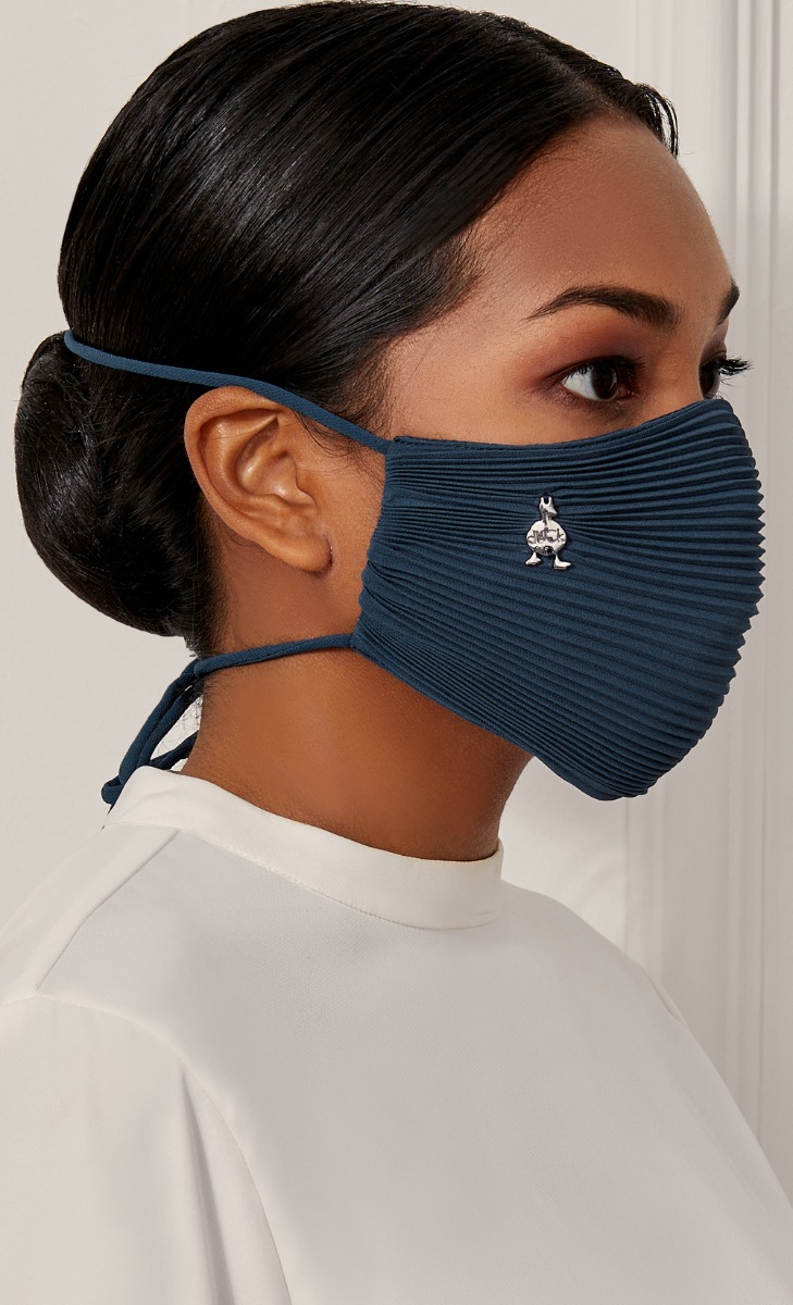 Pleats Face Mask (Tie-back) in Blue Vine
