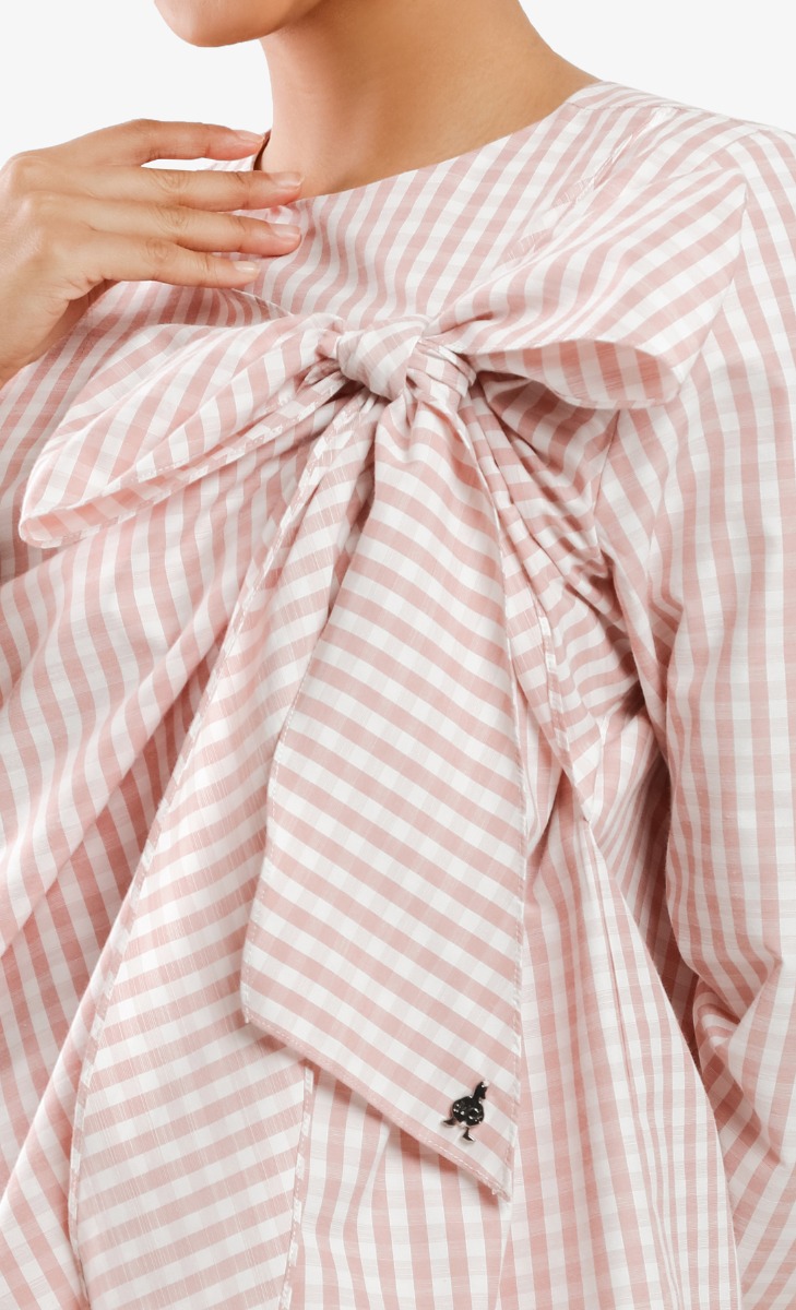 The Checkered Edit Bow Top in Cherry image 2