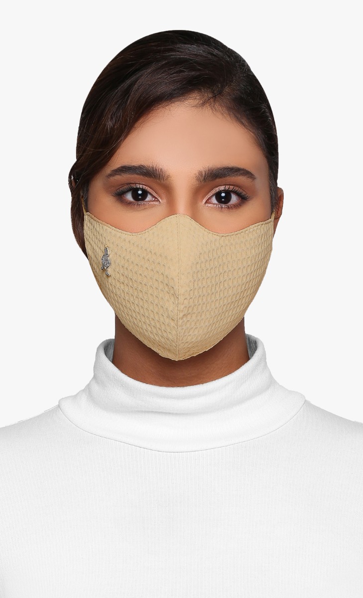 Textured Face Mask (Ear-loop) in Butterscotch image 2