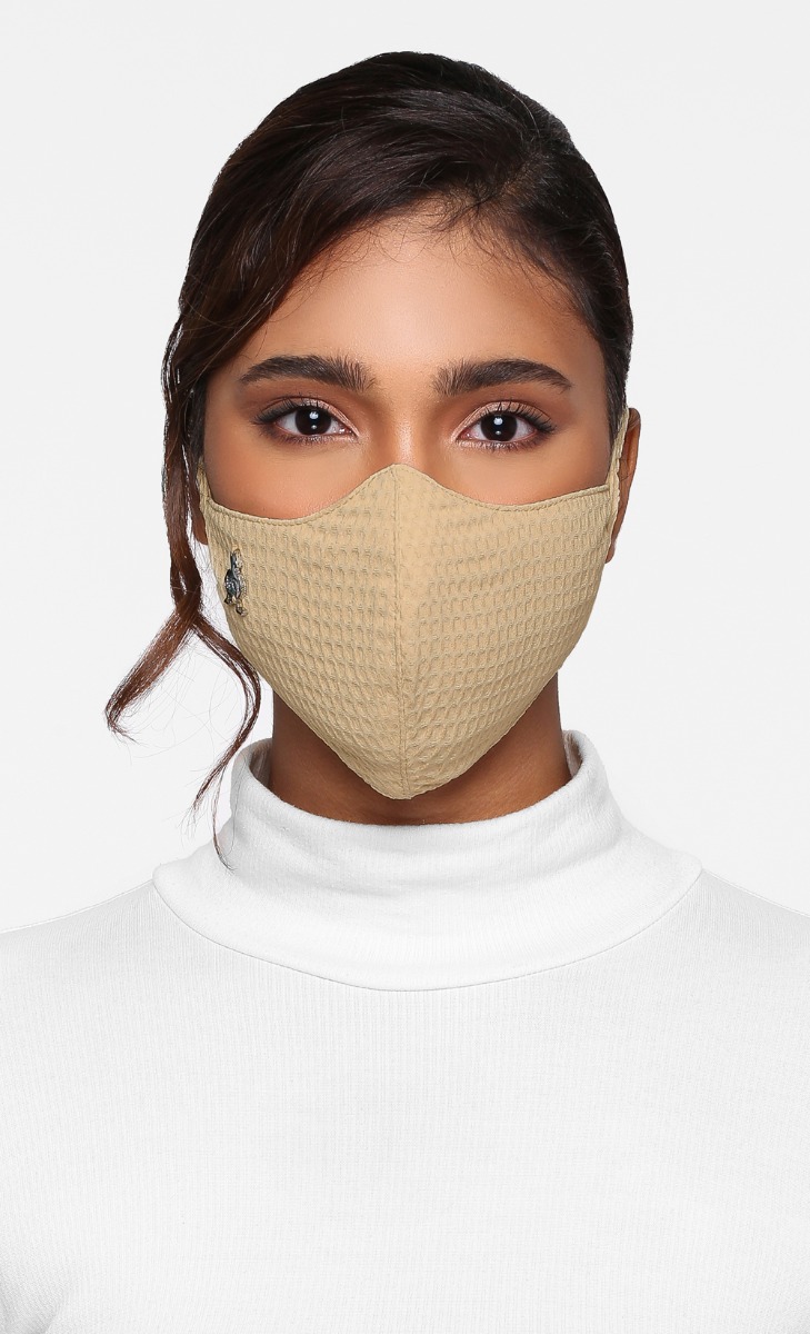 Textured Face Mask (Tie-back) in Butterscotch image 2