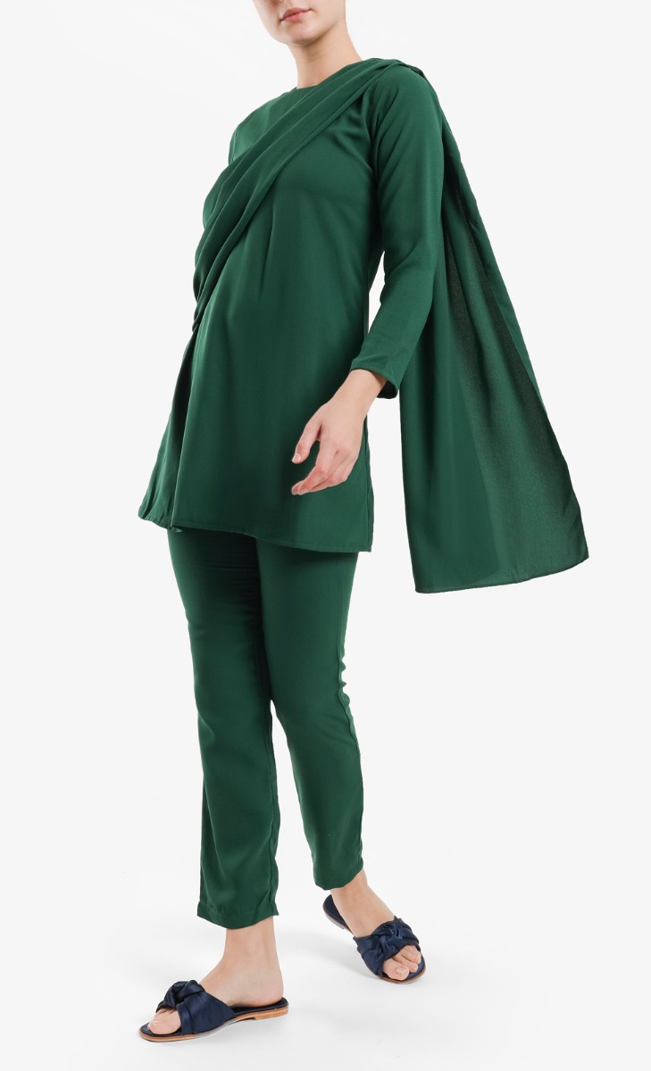 Sissy Tunic & Pants Set In Emerald Green