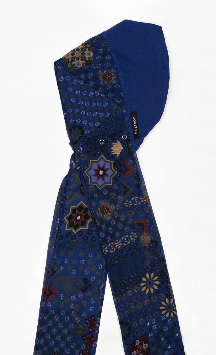 Cap Printed Shawl In Sindibad Blue image 2