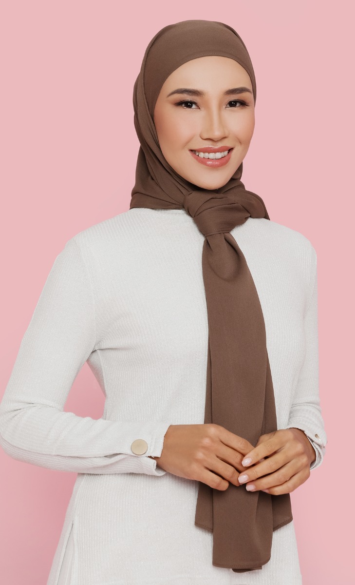 Athens Textured Chiffon Hijab In Chocolate