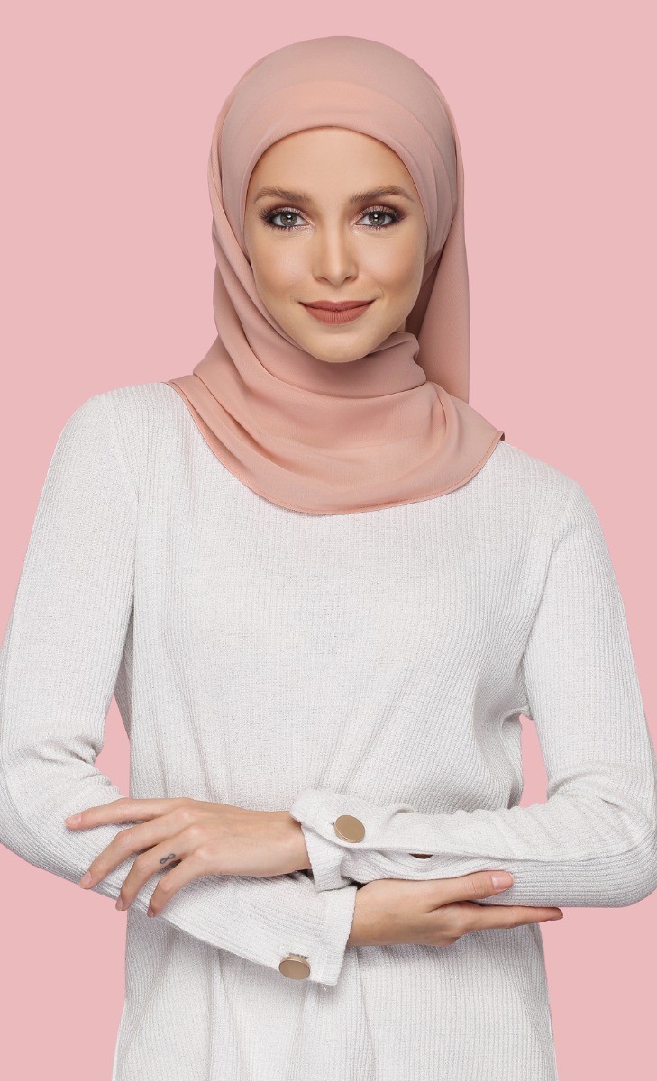 Geneva Georgette Chiffon Square Hijab in Clay