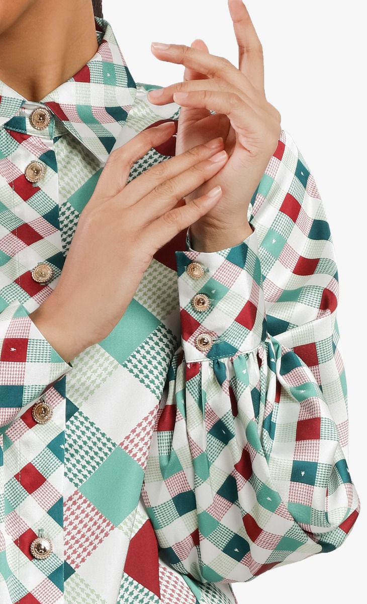 The Checkered Edit Collar Shirt in Rad image 2