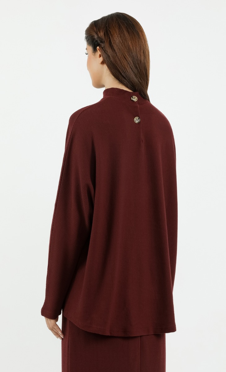 Comeback Ribbed Top in Maroon image 2