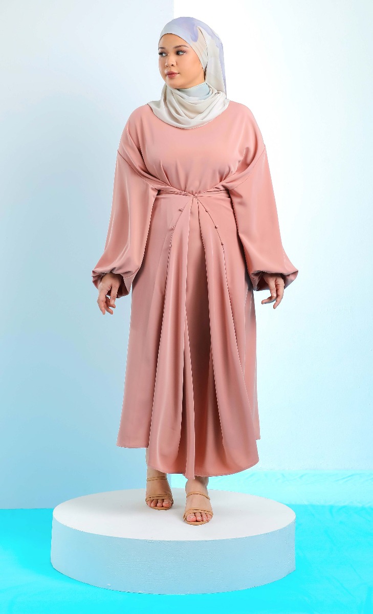 Convertible Multi Button Dress in Dusty Peach