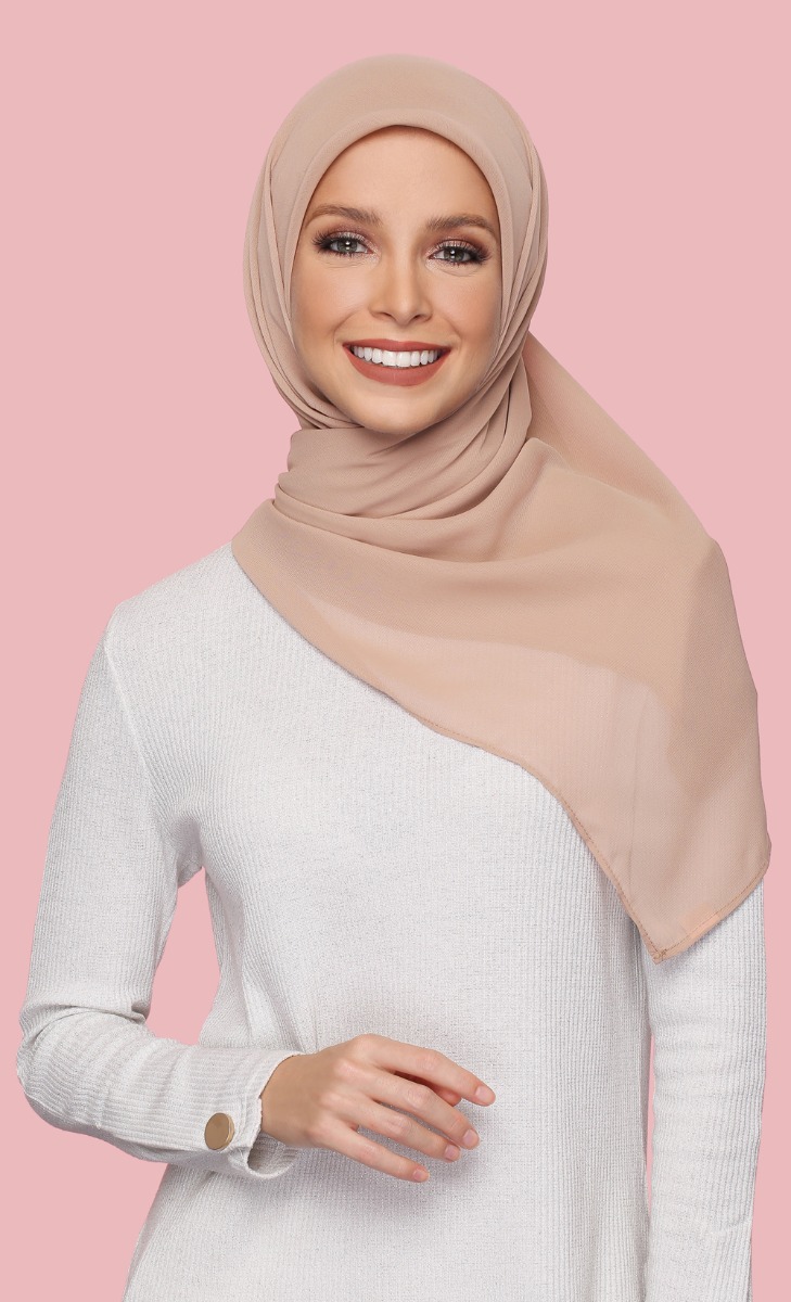 Geneva Georgette Chiffon Square Hijab in Creampuff