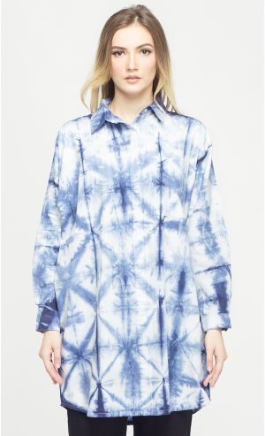 Shibori Oasis Dress in Light Blue