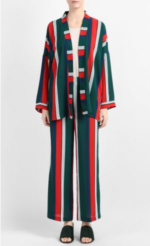 Cardigan Mex and Wide Legged Pants in Red Green