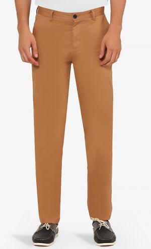BASTIEN Regular Fit Cotton Chinos in Khaki