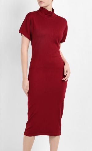 Liolyn Turtleneck Midi Dress in Maroon