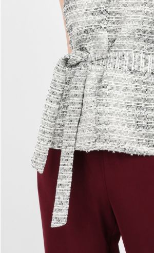 Tellnin Sash Tweed Top in White