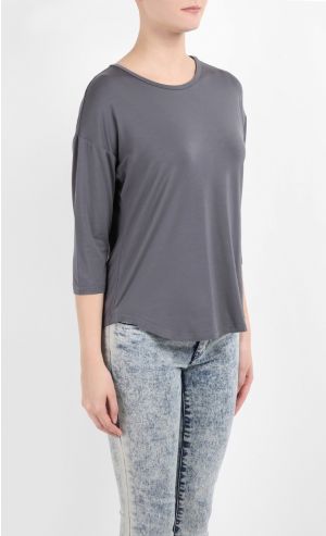 Yullip Curved Hem T-shirt in Graphite