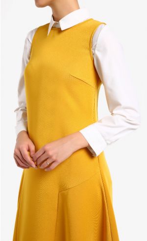 Areisse Asymmetrical Midi Dress in Mustard