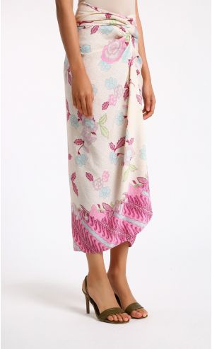 Batik Pareo in White & Purple