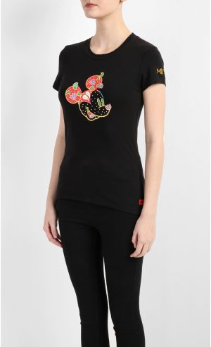 Mickey Go Local Batik Nyonya Print Tee in Black