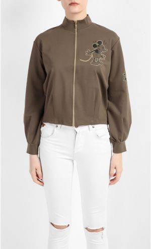 Mickey Ladies Bomber Jacket in Brown