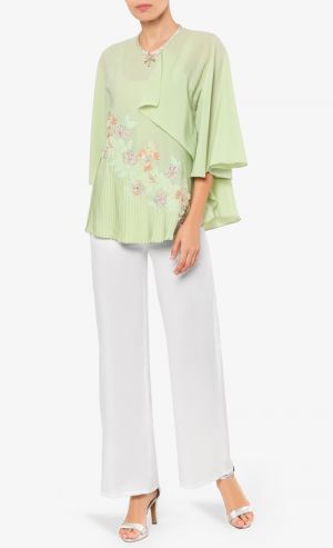 TIANA Embroidered Blouse with Drill in Lime Sorbet