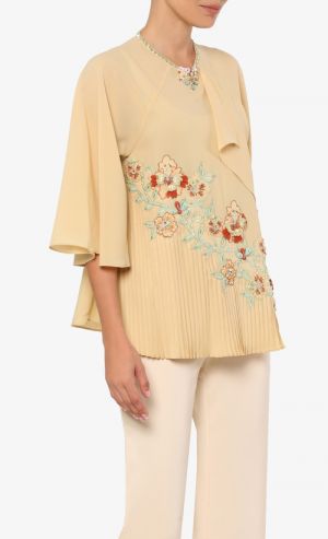 TIANA Embroidered Blouse with Drill in Butter Yellow