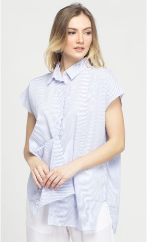 Striped Chante Top in Light Blue