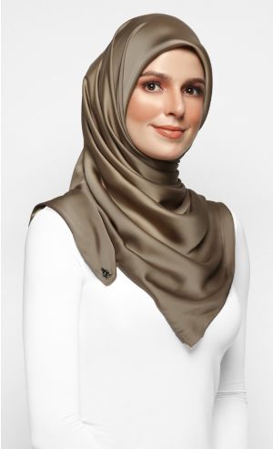 Satin Silk Square Scarf in Cold Brew