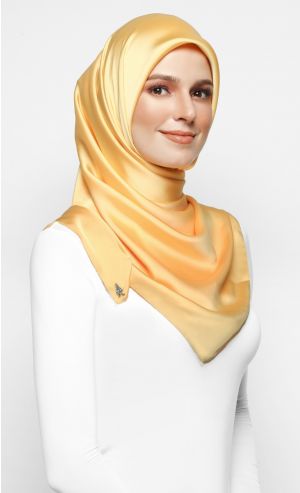 Satin Silk Square Scarf in Buttercup