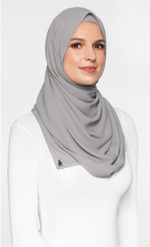Chiffon Crepe Scarf in Grey Area
