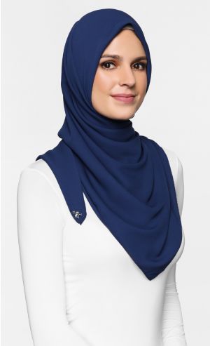 Chiffon Crepe Square Scarf in Blueprint