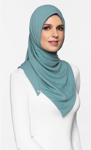 Chiffon Crepe Square Scarf in Mermaid