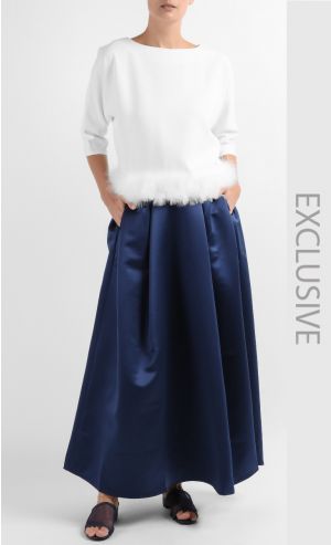 Camilla Feathered Top in Off White