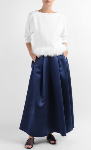 Camilla Feathered Top in Off White