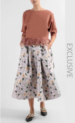  Camilla Feathered Top in Rosewood