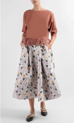  Camilla Feathered Top in Rosewood