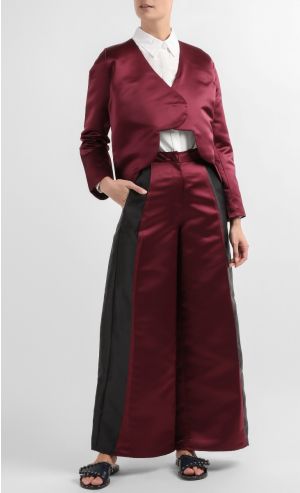 Louise Scalloped Blazer in Wine Red