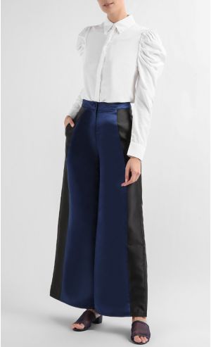 Louise Panelled Trousers in Navy Blue