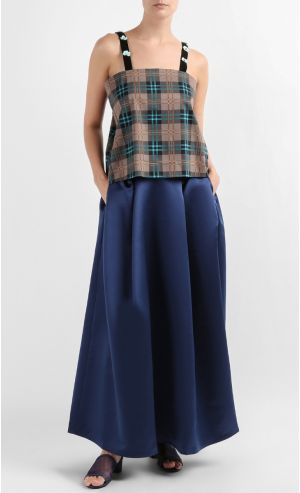 Louise Puffed Skirt in Navy Blue