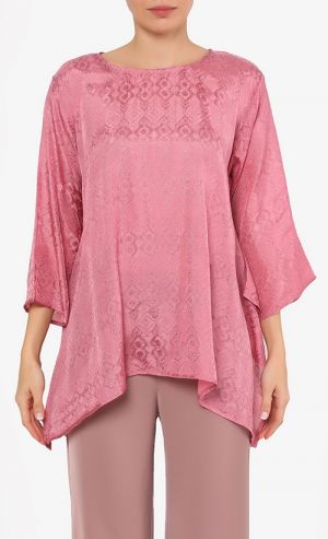 Textured Asymmetrical Top in Pink