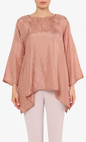 Textured Asymmetrical Top in Brown