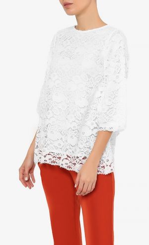 Lace Kurung Top in White