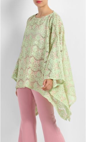 Lace Batwing Top in Light Green