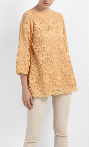 Lace Kurung Top in Nude Peach