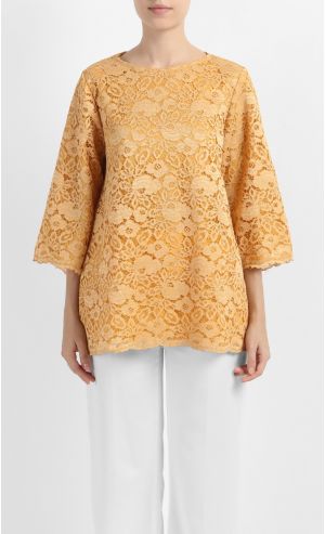 Lace Kurung Top in Mustard